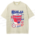 Unisex Vintage Japanese Drink Printed Washed Tee