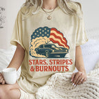 Unisex Vintage Car Graffiti Printed Washed Tee