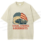 Unisex Vintage Car Graffiti Printed Washed Tee