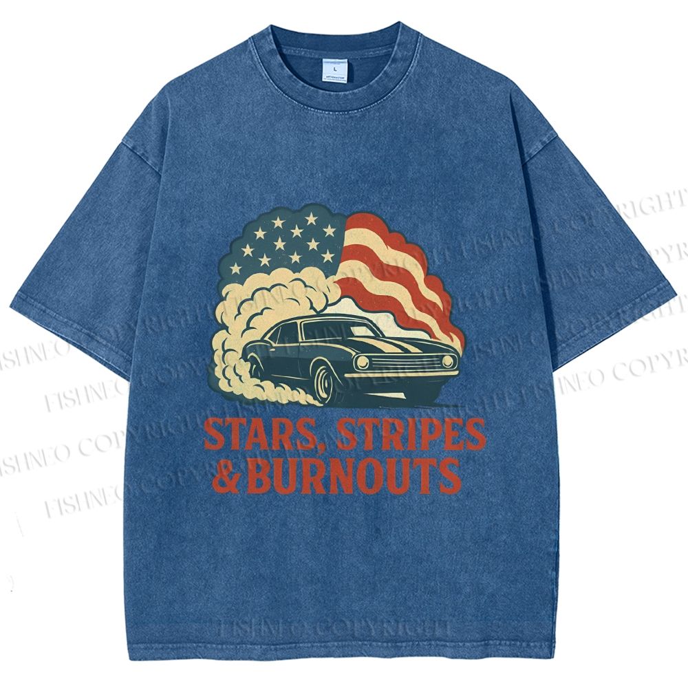 Unisex Vintage Car Graffiti Printed Washed Tee