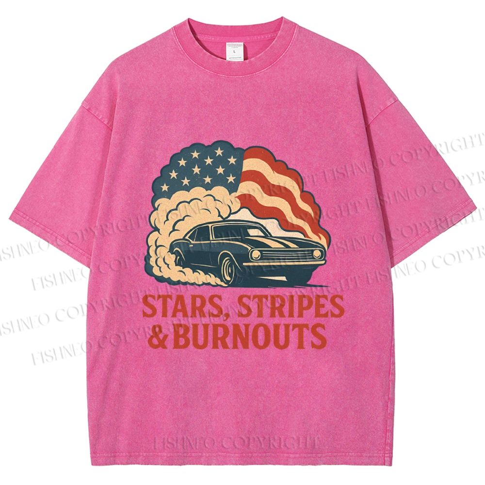 Unisex Vintage Car Graffiti Printed Washed Tee