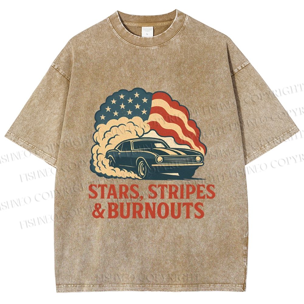 Unisex Vintage Car Graffiti Printed Washed Tee