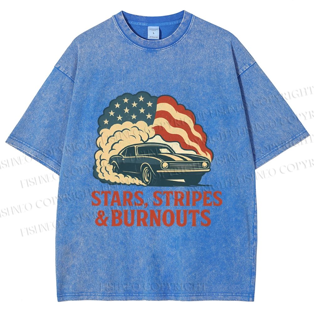 Unisex Vintage Car Graffiti Printed Washed Tee