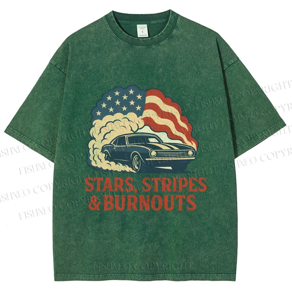 Unisex Vintage Car Graffiti Printed Washed Tee