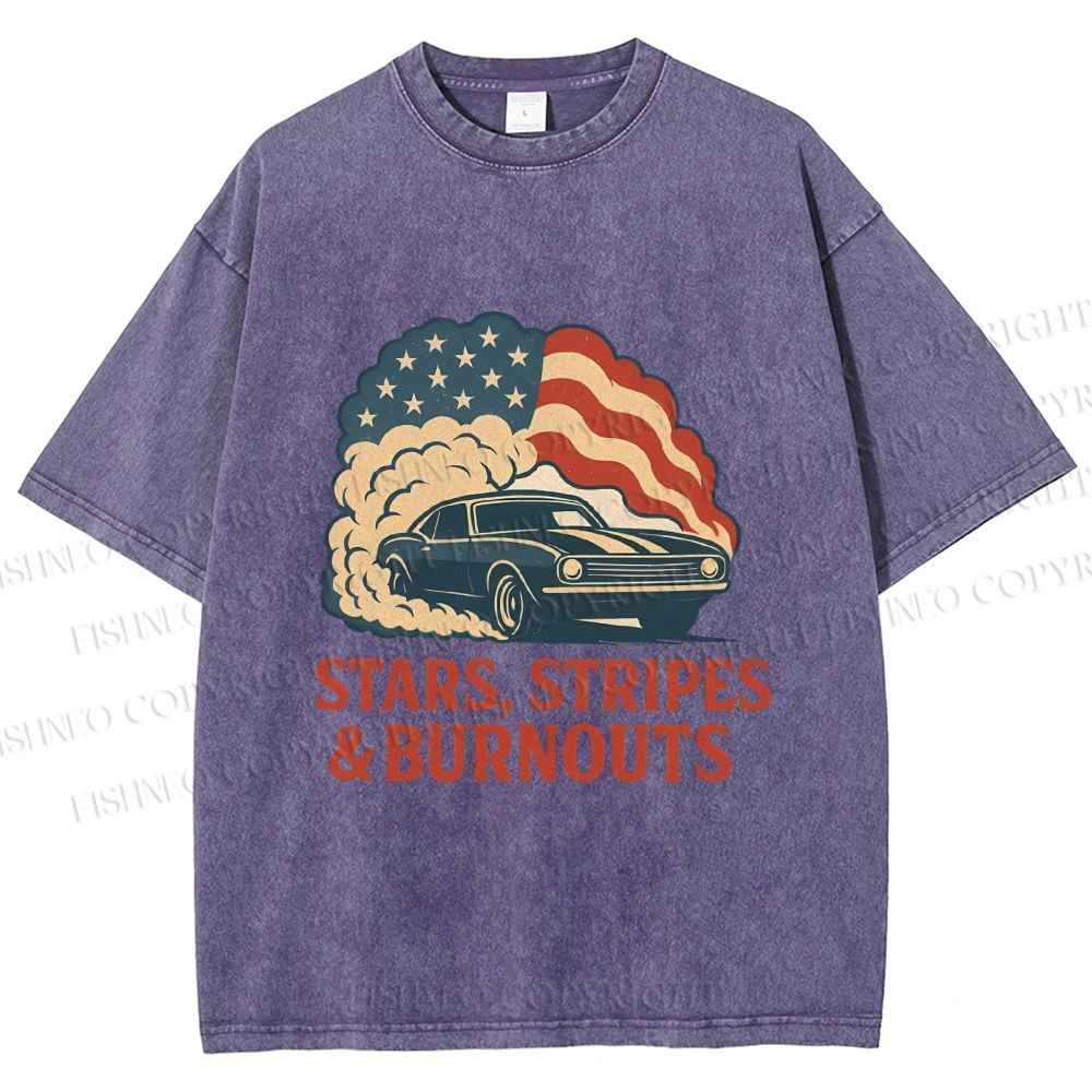 Unisex Vintage Car Graffiti Printed Washed Tee