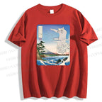 Unisex Japanese Art Cat Sea Wave Classic Cotton T-shirt