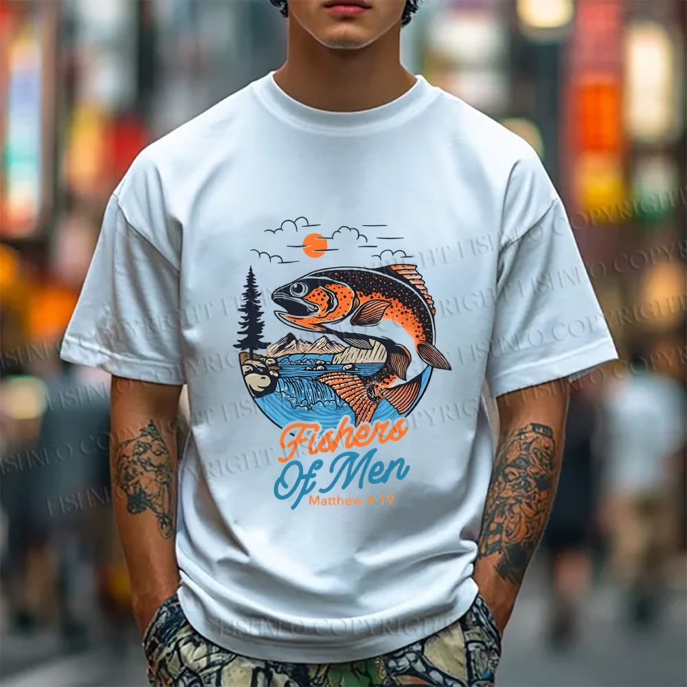 Unisex Vintage Fish Graffiti Classic Cotton T-shirt