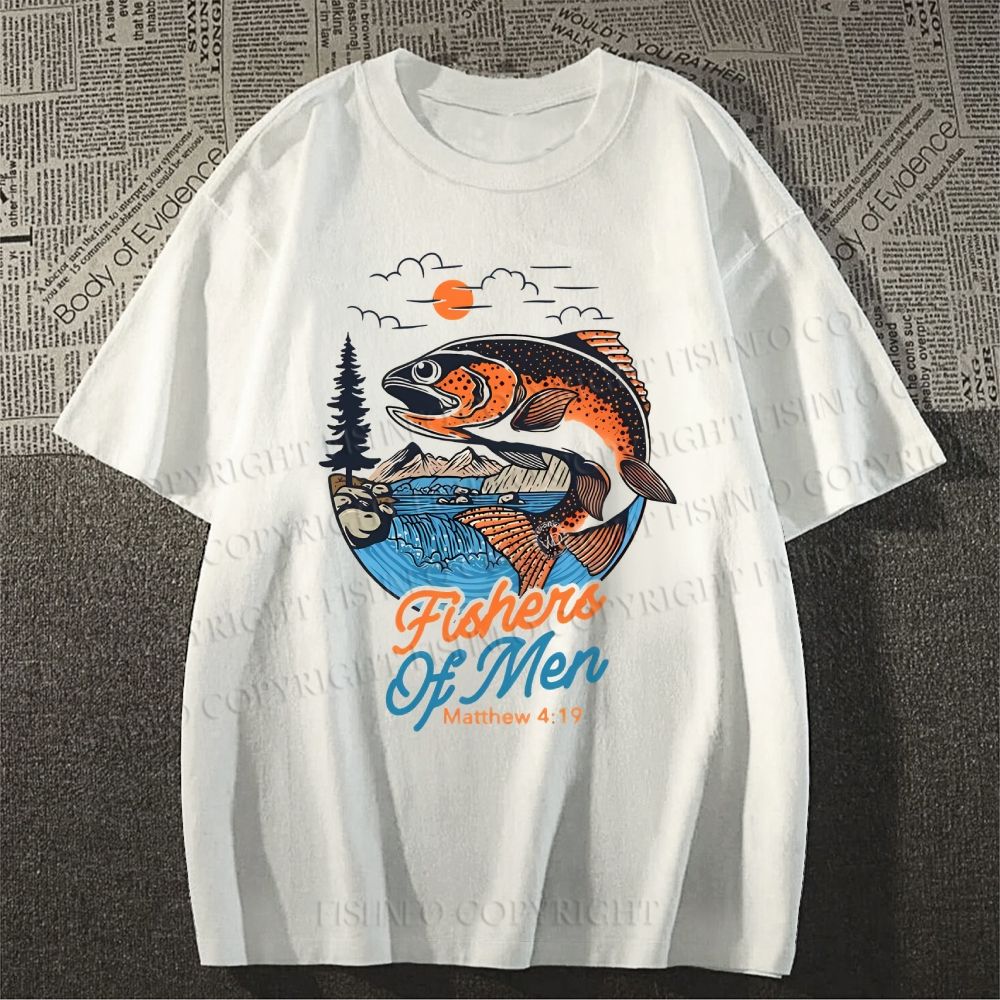 Unisex Vintage Fish Graffiti Classic Cotton T-shirt