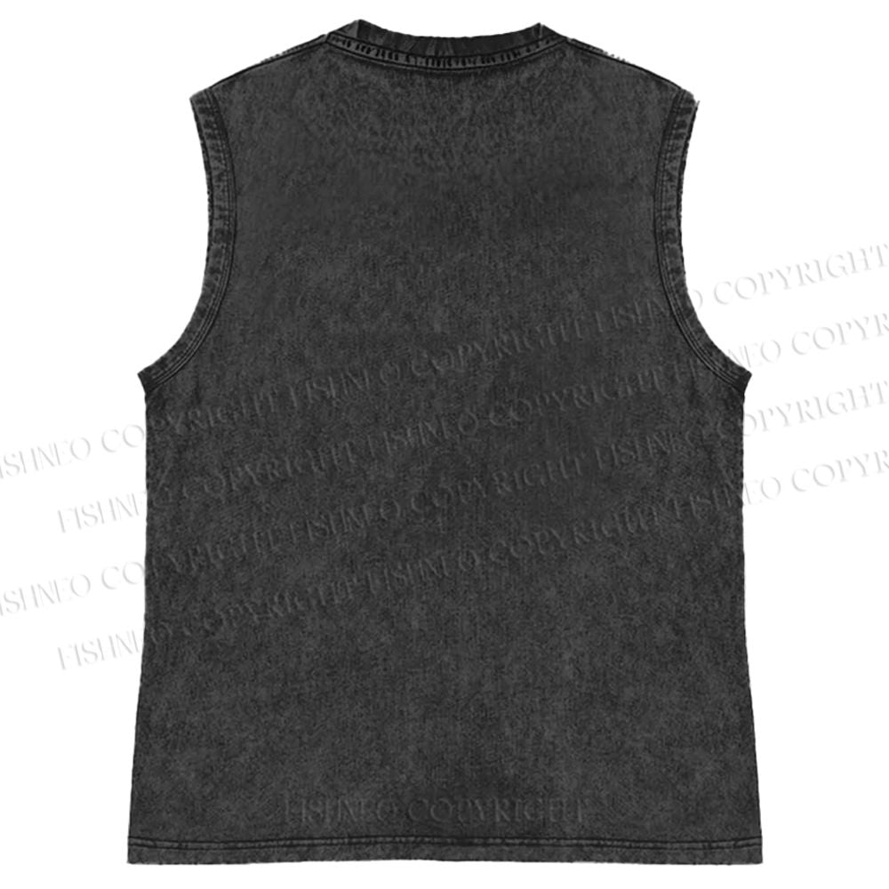 Unisex Okinawa Printed Washed Tank Top