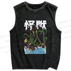 Unisex Monster Octopus Printed Washed Tank Top