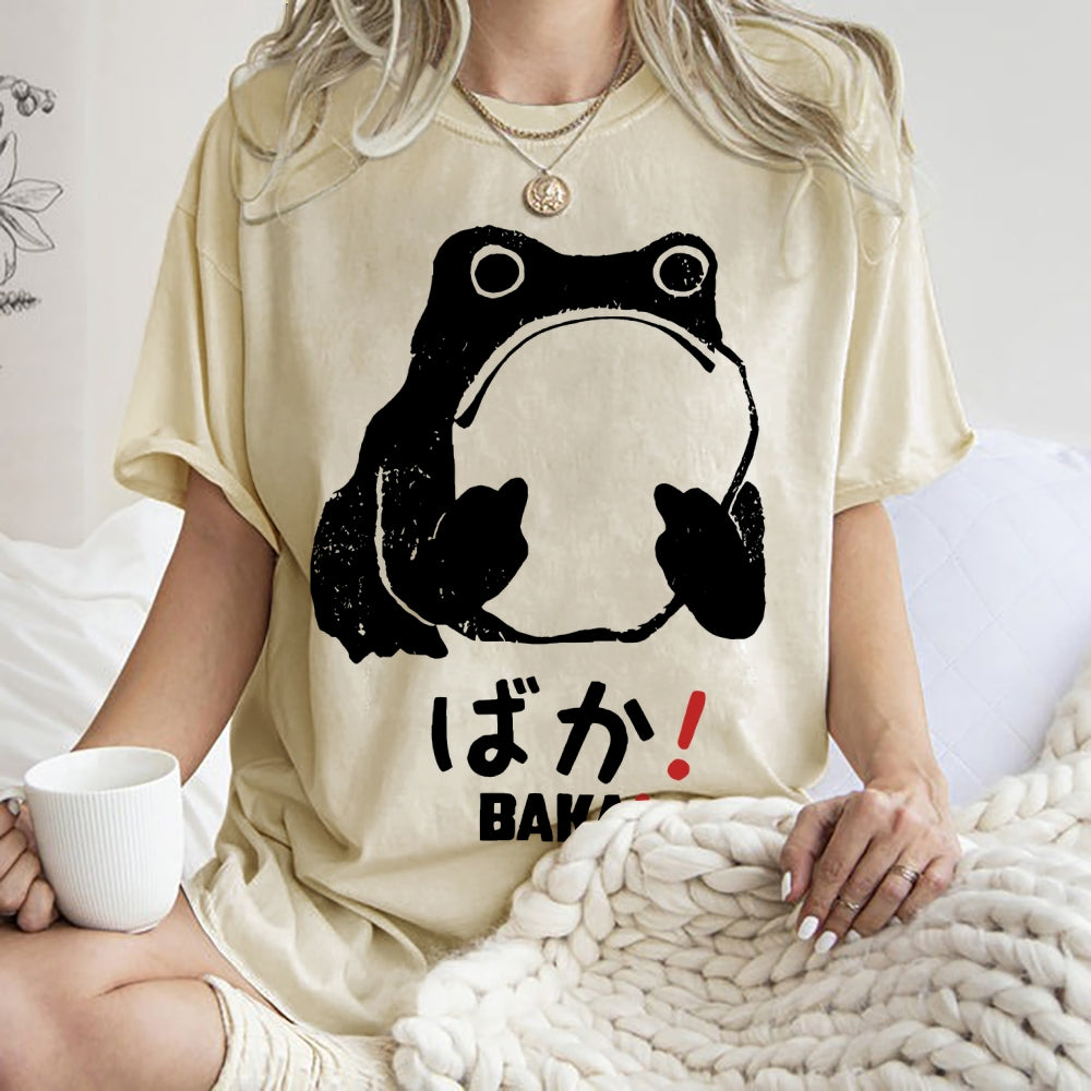 Unisex Stupid Frog Vintage Distressed Printed Washed Tee