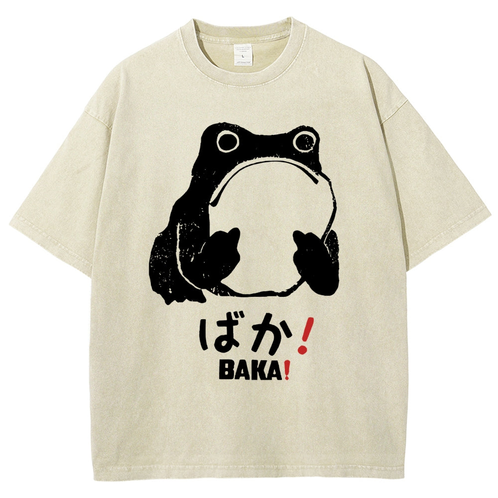 Unisex Stupid Frog Vintage Distressed Printed Washed Tee