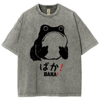 Unisex Stupid Frog Vintage Distressed Printed Washed Tee