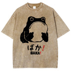 Unisex Stupid Frog Vintage Distressed Printed Washed Tee