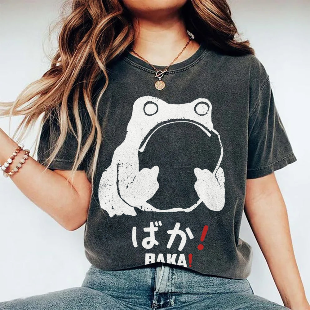 Unisex Stupid Frog Vintage Distressed Printed Washed Tee