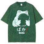 Unisex Stupid Frog Vintage Distressed Printed Washed Tee