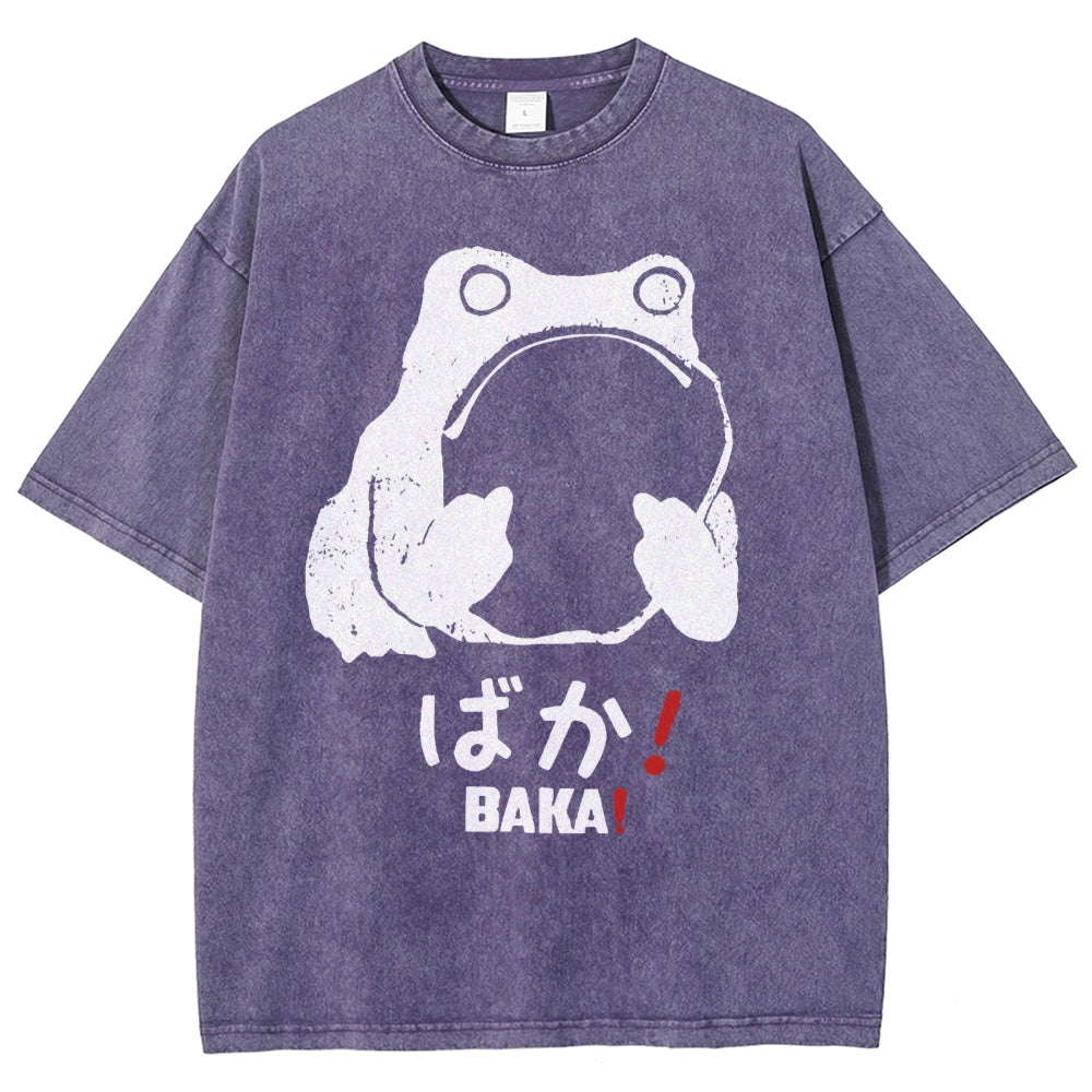 Unisex Stupid Frog Vintage Distressed Printed Washed Tee