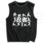 Unisex Ninja Printed Washed Tank Top