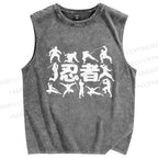 Unisex Ninja Printed Washed Tank Top