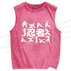 Unisex Ninja Printed Washed Tank Top