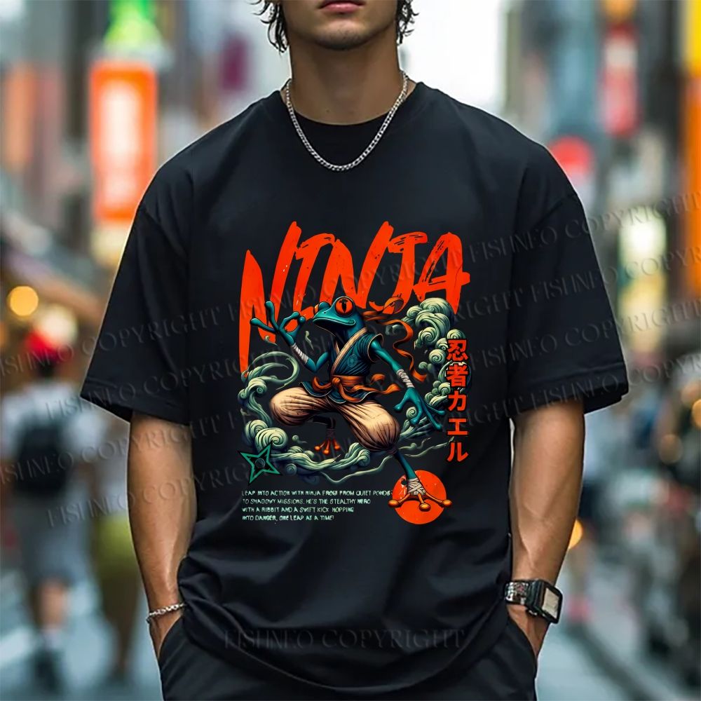 Unisex Japanese Frog Ninja Samurai Classic Cotton T-shirt