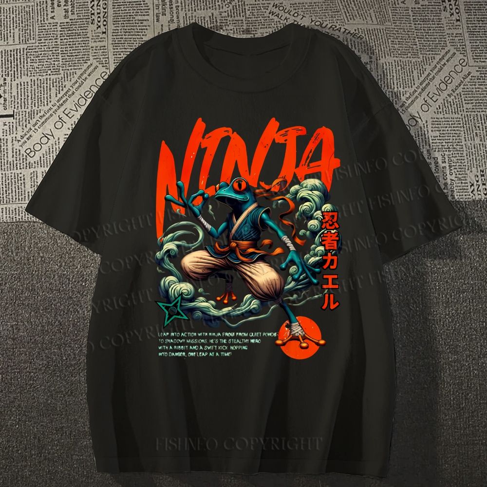 Unisex Japanese Frog Ninja Samurai Classic Cotton T-shirt
