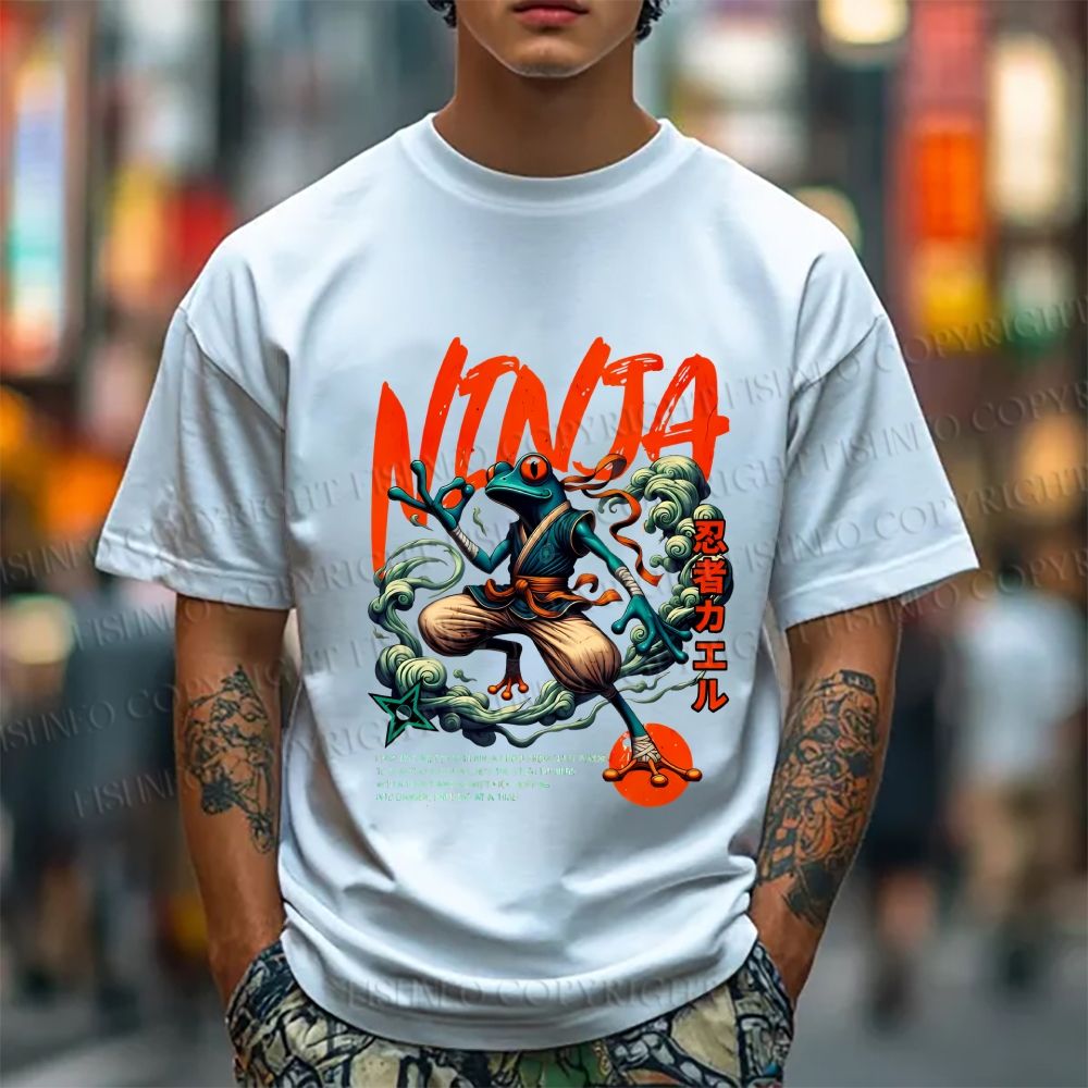Unisex Japanese Frog Ninja Samurai Classic Cotton T-shirt