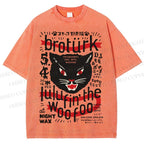 Unisex Vintage Angry Yelling Cat Printed Washed Tee