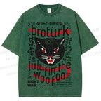 Unisex Vintage Angry Yelling Cat Printed Washed Tee