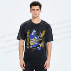 Unisex Dragon Printed Washed Tee