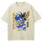 Unisex Dragon Printed Washed Tee