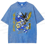 Unisex Dragon Printed Washed Tee