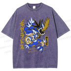 Unisex Dragon Printed Washed Tee