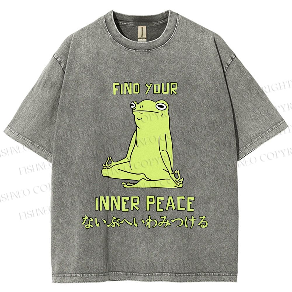 Unisex Frog Find Your Inner Place Printed Washed Tee