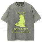 Unisex Frog Find Your Inner Place Printed Washed Tee