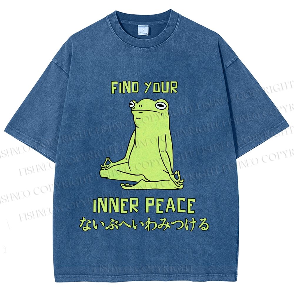 Unisex Frog Find Your Inner Place Printed Washed Tee
