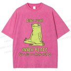 Unisex Frog Find Your Inner Place Printed Washed Tee