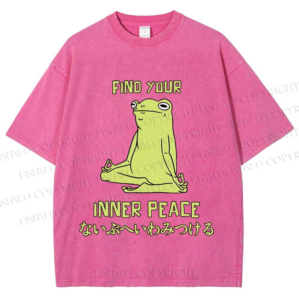 Unisex Frog Find Your Inner Place Printed Washed Tee