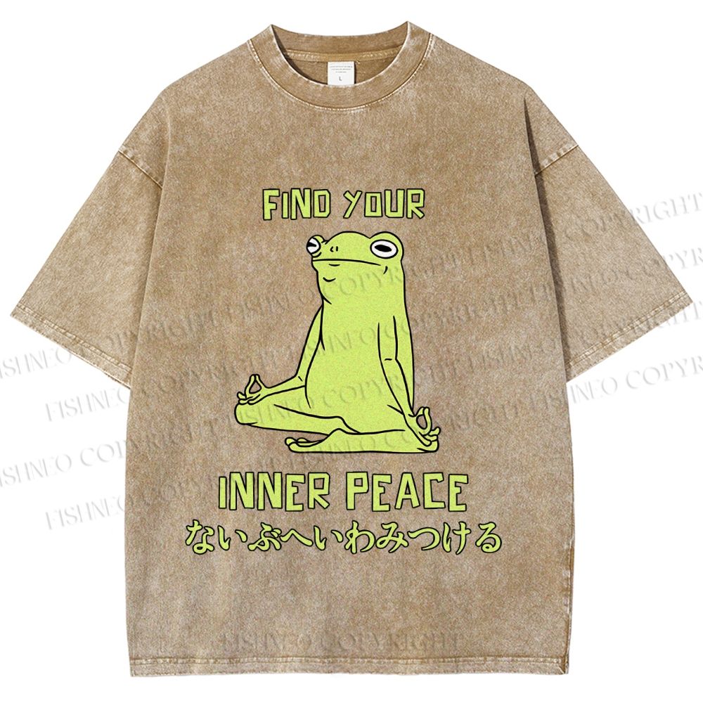 Unisex Frog Find Your Inner Place Printed Washed Tee