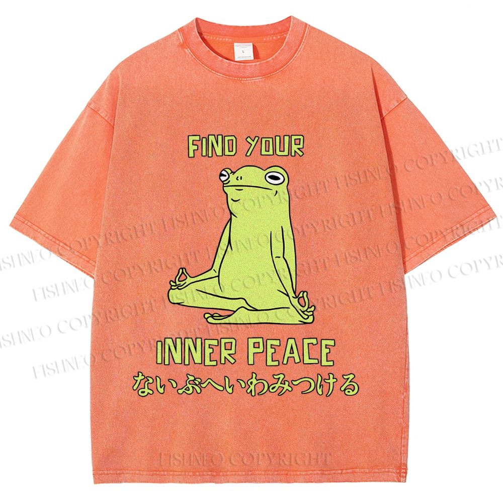 Unisex Frog Find Your Inner Place Printed Washed Tee