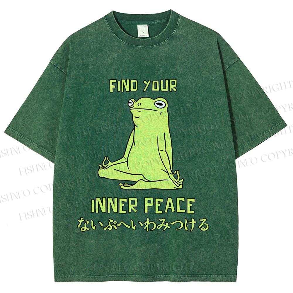 Unisex Frog Find Your Inner Place Printed Washed Tee