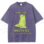 Unisex Frog Find Your Inner Place Printed Washed Tee