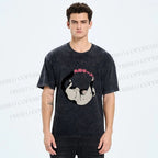 Unisex Japanese Cat Roll Printed Washed Tee