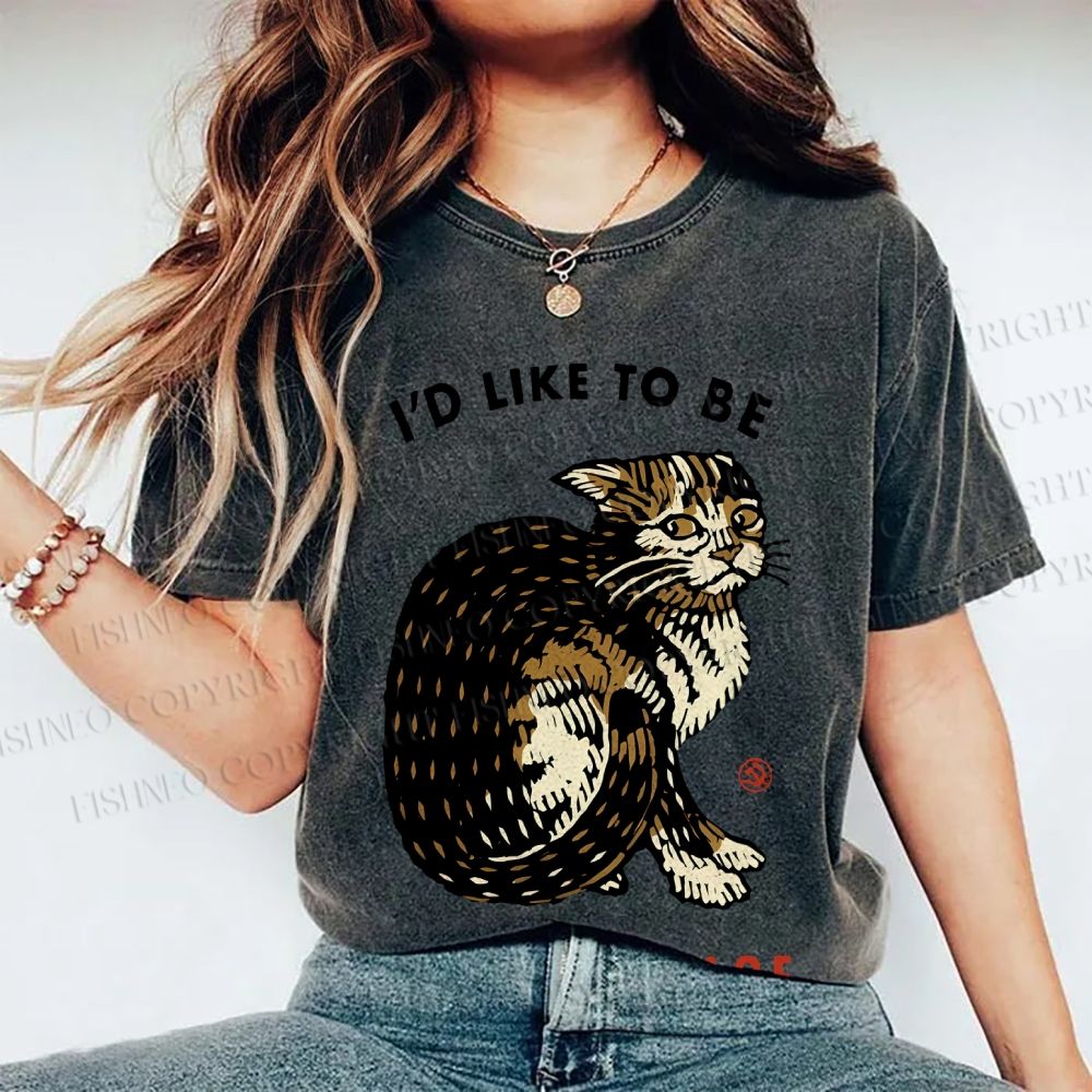 Unisex Cat Wants To Be Alone Please Printed Washed Tee