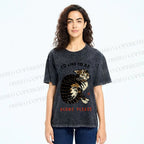 Unisex Cat Wants To Be Alone Please Printed Washed Tee