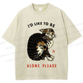 Unisex Cat Wants To Be Alone Please Printed Washed Tee