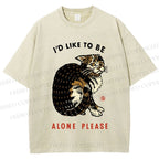 Unisex Cat Wants To Be Alone Please Printed Washed Tee