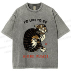 Unisex Cat Wants To Be Alone Please Printed Washed Tee