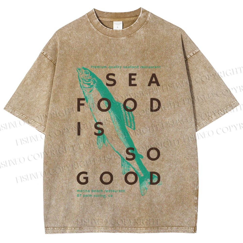 Unisex Fish Sea Food Is So Good Printed Washed Tee
