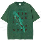 Unisex Fish Sea Food Is So Good Printed Washed Tee
